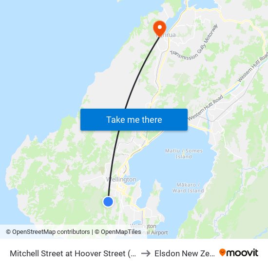 Mitchell Street at Hoover Street (Near 138) to Elsdon New Zealand map