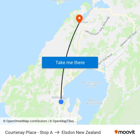 Courtenay Place - Stop A to Elsdon New Zealand map