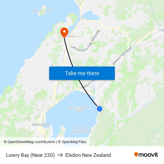 Lowry Bay (Near 230) to Elsdon New Zealand map