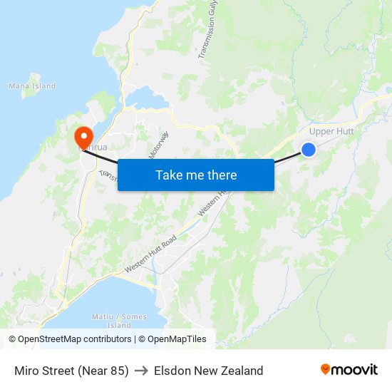 Miro Street (Near 85) to Elsdon New Zealand map