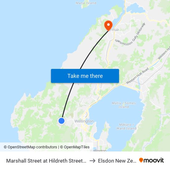 Marshall Street at Hildreth Street (Near 26) to Elsdon New Zealand map