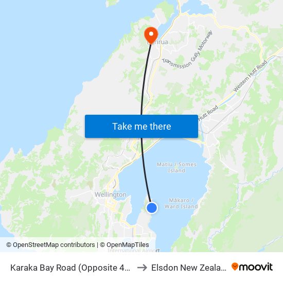 Karaka Bay Road (Opposite 495) to Elsdon New Zealand map