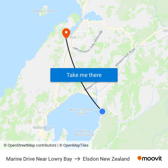 Marine Drive Near Lowry Bay to Elsdon New Zealand map