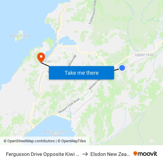 Fergusson Drive Opposite Kiwi Street to Elsdon New Zealand map