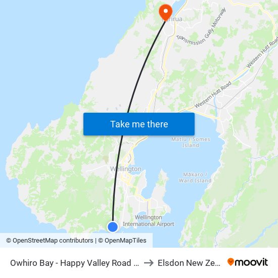 Owhiro Bay - Happy Valley Road (Near 4) to Elsdon New Zealand map