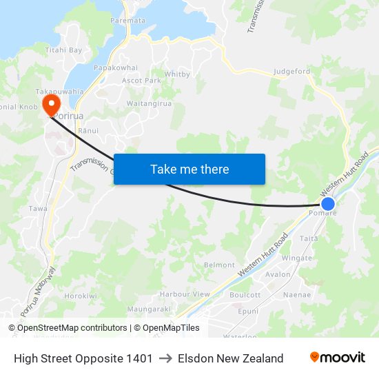 High Street Opposite 1401 to Elsdon New Zealand map