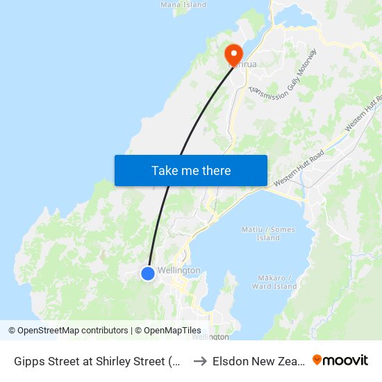 Gipps Street at Shirley Street (Near 3) to Elsdon New Zealand map