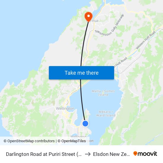 Darlington Road at Puriri Street (Near 33) to Elsdon New Zealand map