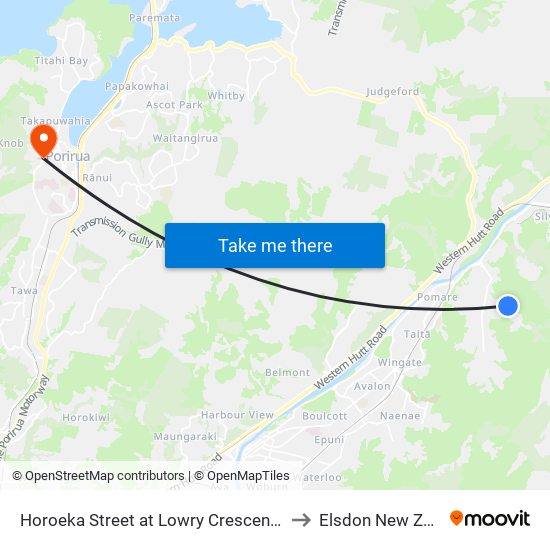 Horoeka Street at Lowry Crescent (Near 47) to Elsdon New Zealand map