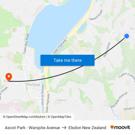 Ascot Park - Warspite Avenue to Elsdon New Zealand map