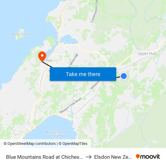 Blue Mountains Road at Chichester Drive to Elsdon New Zealand map