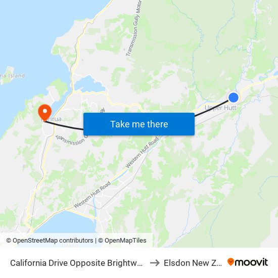 California Drive Opposite Brightwater Crescent to Elsdon New Zealand map