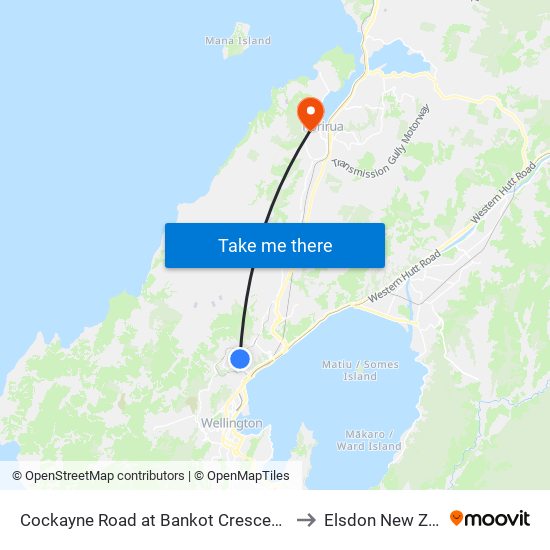 Cockayne Road at Bankot Crescent (Near 155) to Elsdon New Zealand map