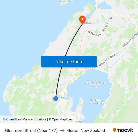 Glenmore Street (Near 177) to Elsdon New Zealand map