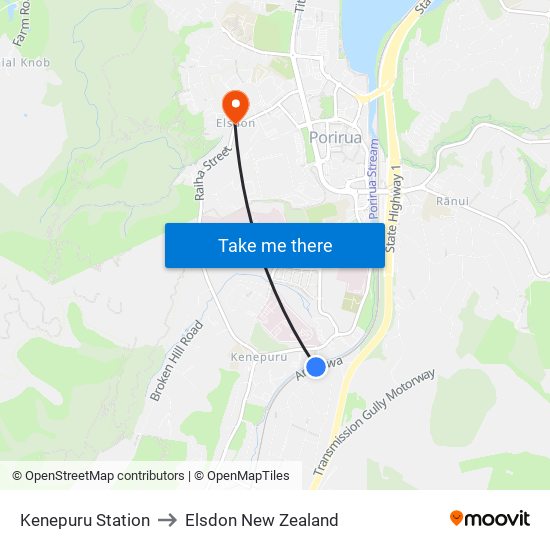Kenepuru Station to Elsdon New Zealand map
