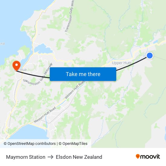 Maymorn Station to Elsdon New Zealand map