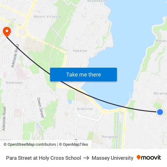 Para Street at Holy Cross School to Massey University map