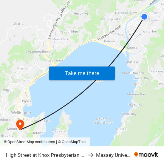 High Street at Knox Presbyterian Church to Massey University map