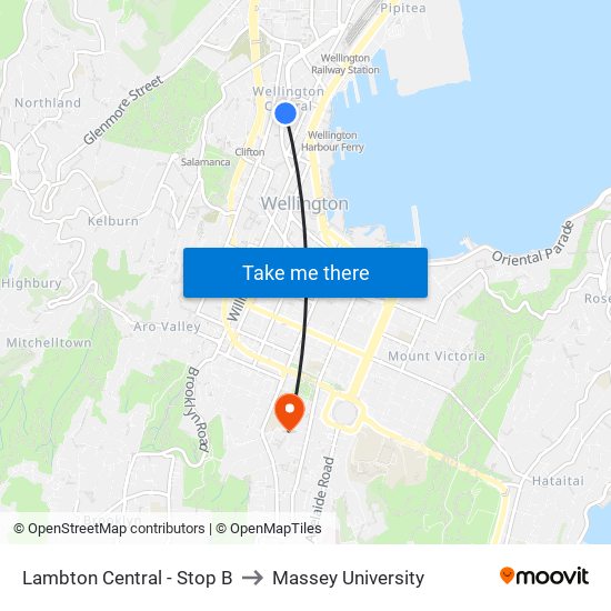 Lambton Central - Stop B to Massey University map