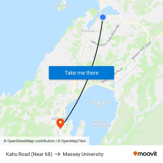 Kahu Road (Near 68) to Massey University map