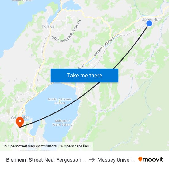 Blenheim Street Near Fergusson Drive to Massey University map