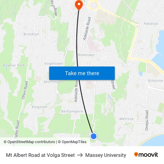 Mt Albert Road at Volga Street to Massey University map