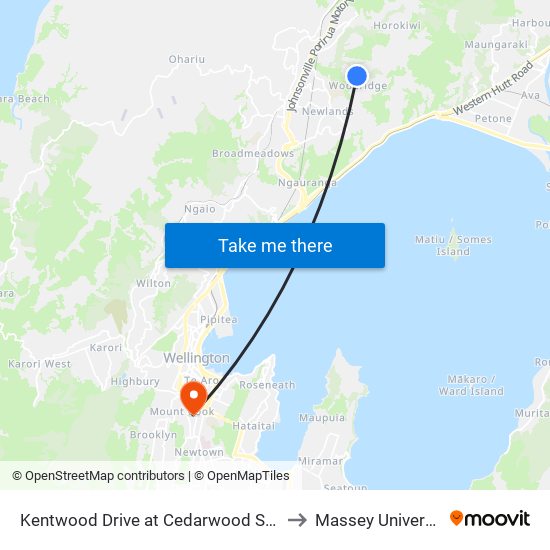 Kentwood Drive at Cedarwood Street to Massey University map