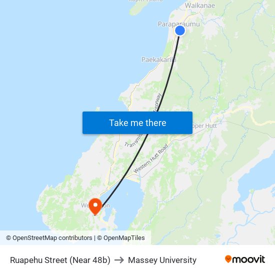 Ruapehu Street (Near 48b) to Massey University map