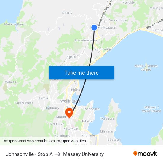 Johnsonville - Stop A to Massey University map