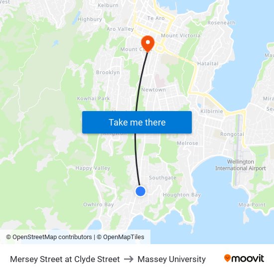 Mersey Street at Clyde Street to Massey University map