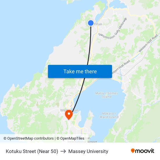 Kotuku Street (Near 50) to Massey University map