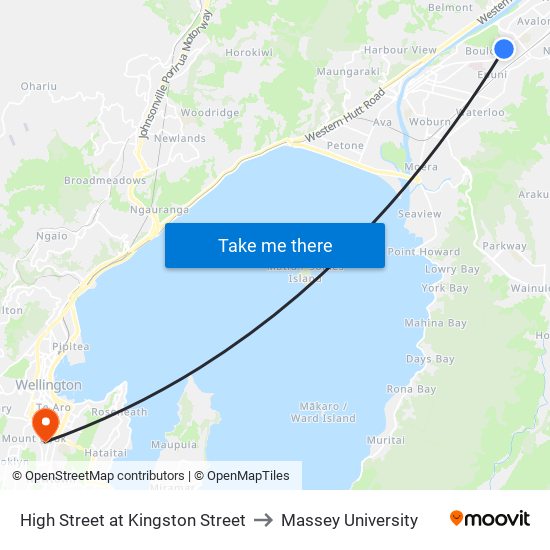 High Street at Kingston Street to Massey University map