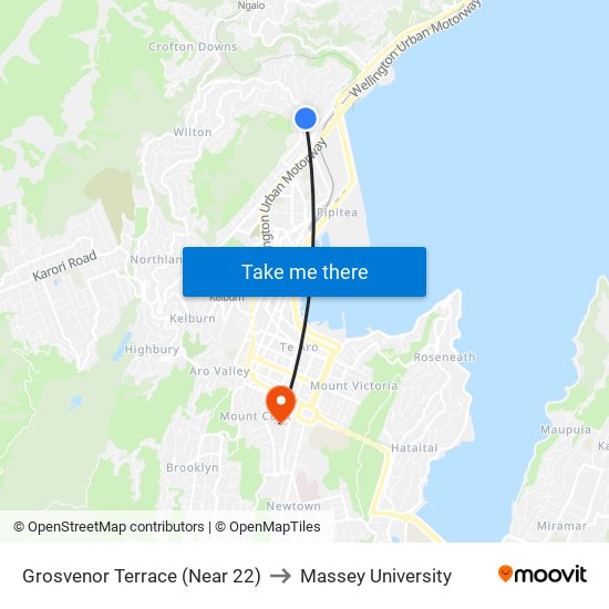 Grosvenor Terrace (Near 22) to Massey University map