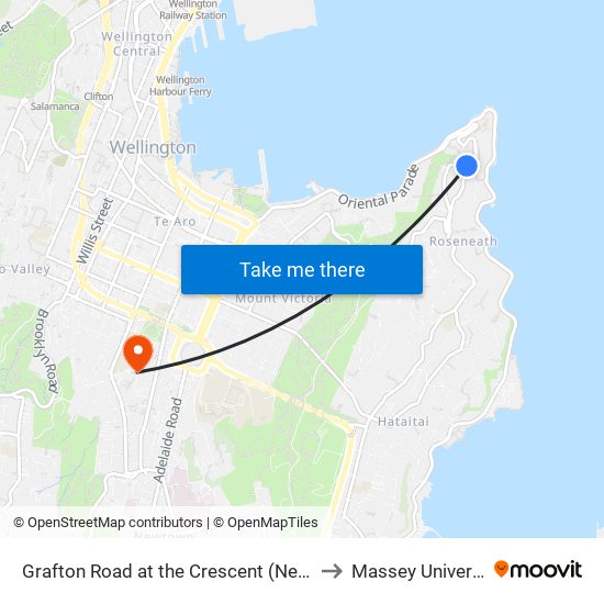 Grafton Road at the Crescent (Near 22) to Massey University map