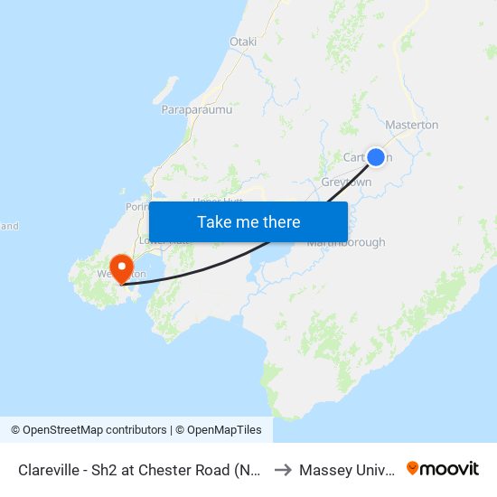 Clareville - Sh2 at Chester Road (Northbound) to Massey University map