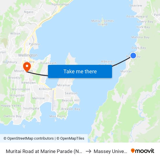 Muritai Road at Marine Parade (Near 79) to Massey University map