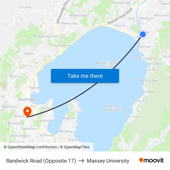 Randwick Road (Opposite 17) to Massey University map