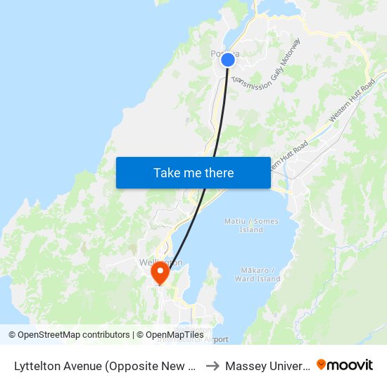 Lyttelton Avenue (Opposite New World) to Massey University map