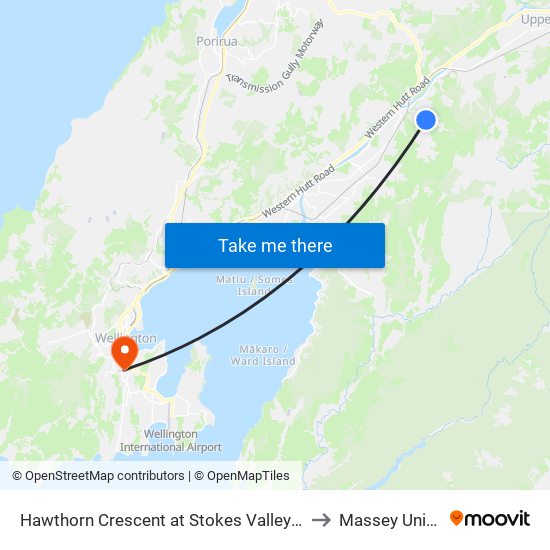 Hawthorn Crescent at Stokes Valley Road (Near 4) to Massey University map