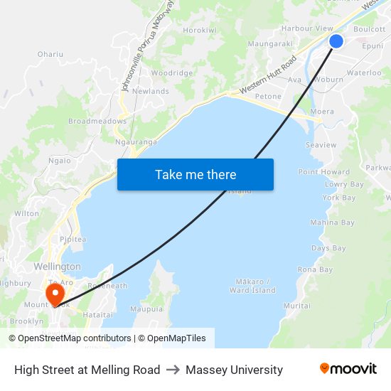 High Street at Melling Road to Massey University map