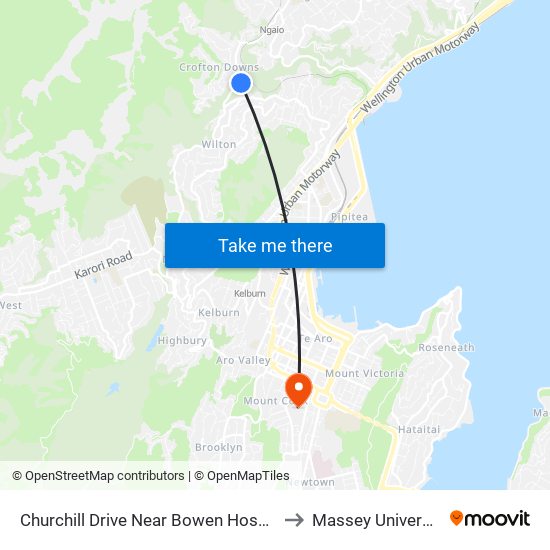 Churchill Drive Near Bowen Hospital to Massey University map