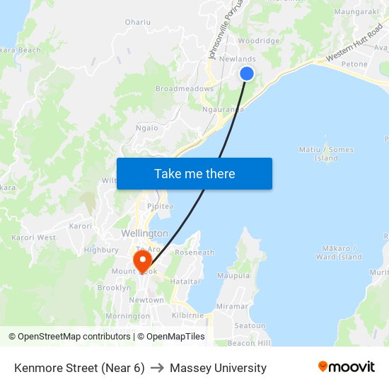 Kenmore Street (Near 6) to Massey University map