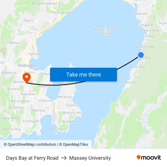 Days Bay at Ferry Road to Massey University map