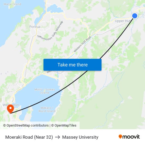 Moeraki Road (Near 32) to Massey University map