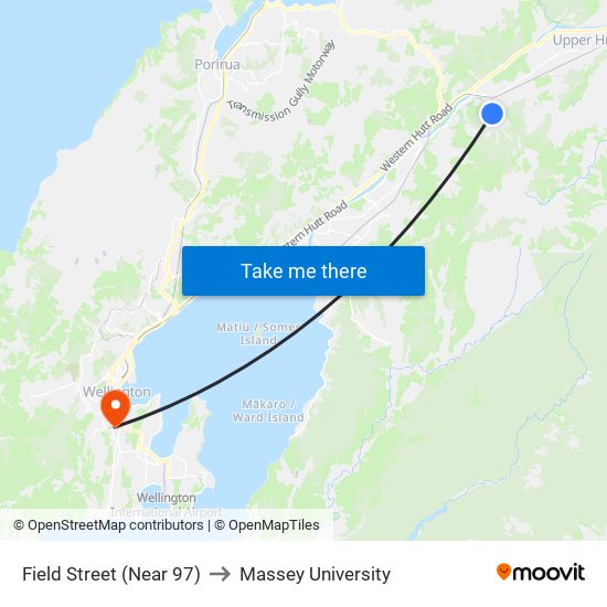 Field Street (Near 97) to Massey University map