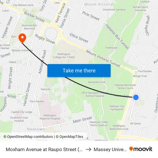 Moxham Avenue at Raupo Street (Near 87) to Massey University map