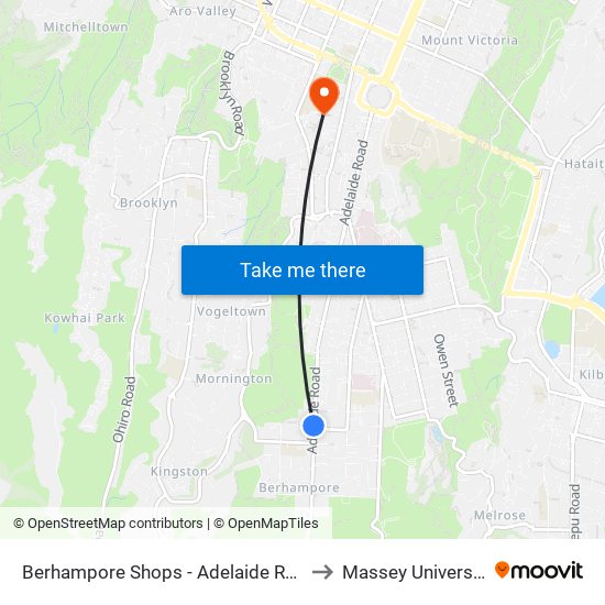 Berhampore Shops - Adelaide Road to Massey University map