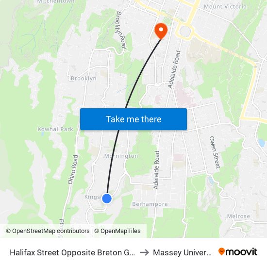 Halifax Street Opposite Breton Grove to Massey University map