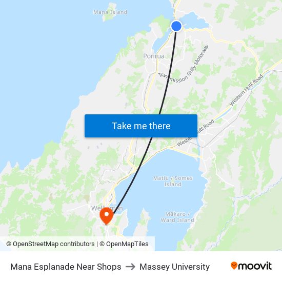 Mana Esplanade Near Shops to Massey University map
