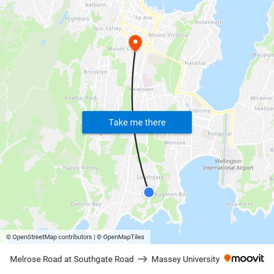 Melrose Road at Southgate Road to Massey University map